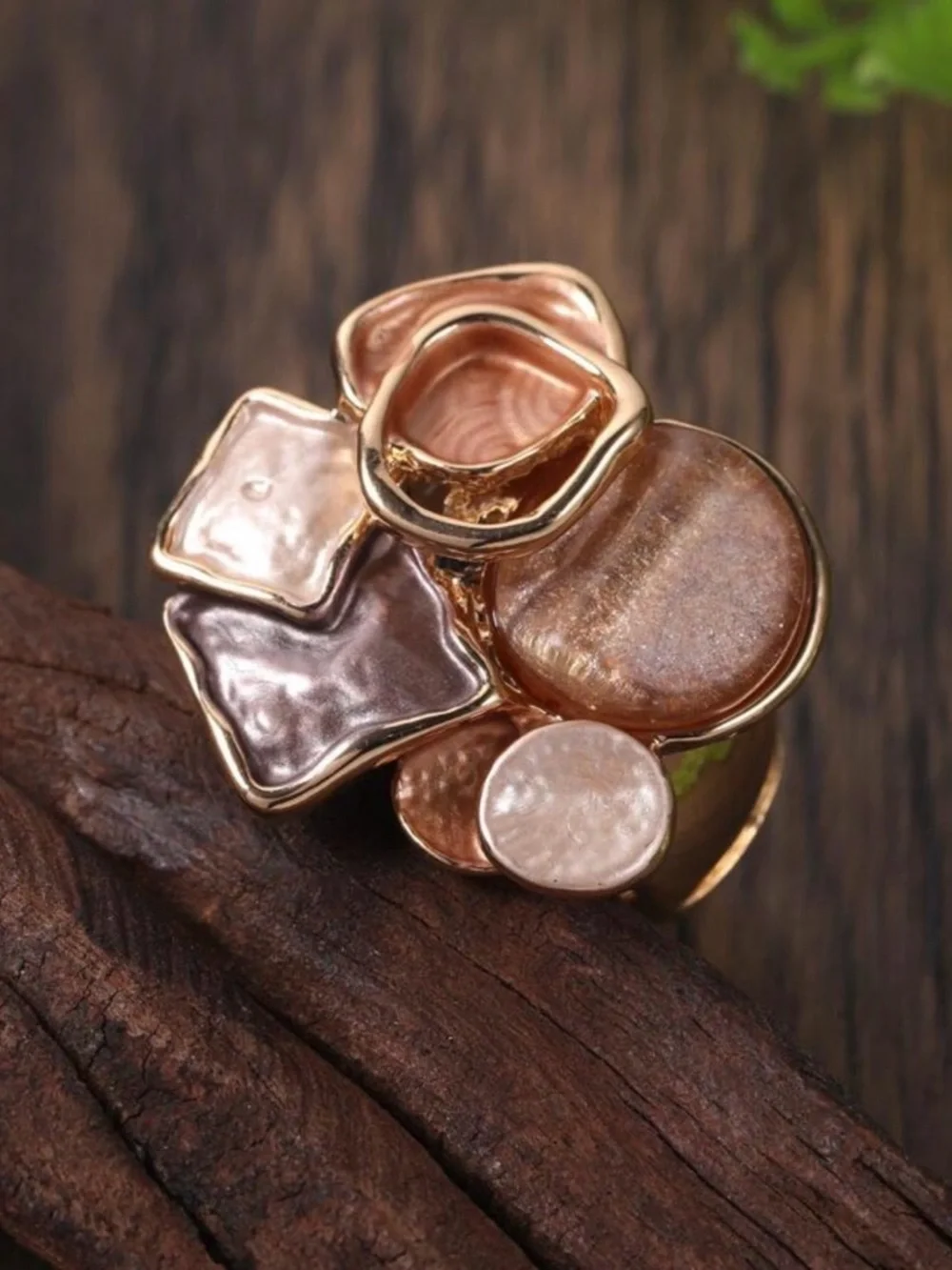 Gold-Tone Pearl Cluster Statement Ring